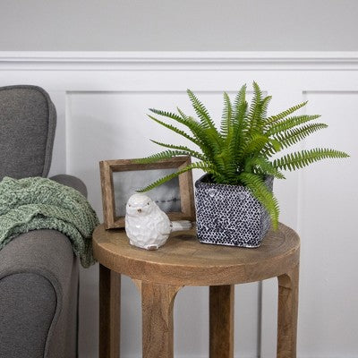  Northlight 20" Boston Fern Artificial Plant In Weathered Square Planter - Green/Gray