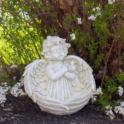  Northlight 9" Cherub Angel Wings Bird Feeder Outdoor Garden Statue