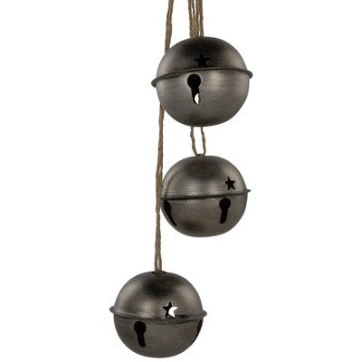  Northlight Jingle Bells With Plaid Bow Christmas Decoration - 20" - Silver