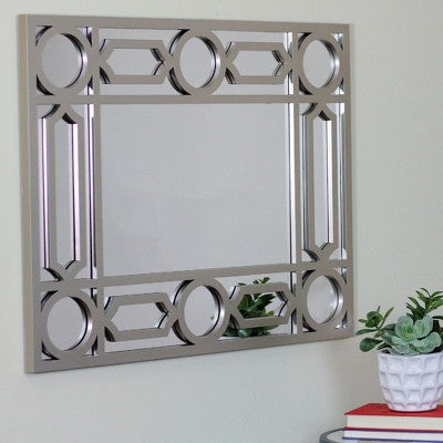  Northlight 29.5" Gray Framed Geometric Design Rectangular Wall Mirror