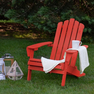 Northlight 36" Red Classic Folding Wooden Adirondack Chair