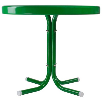  Northlight 22" Outdoor Retro Round Tulip Metal Side Table, Green