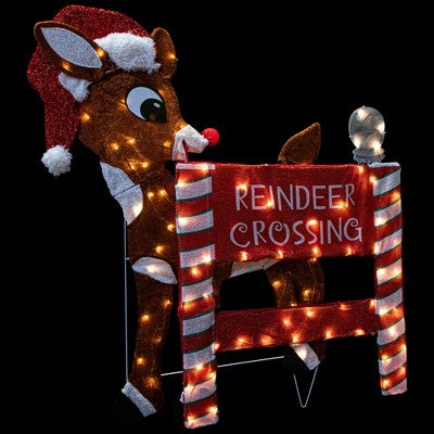  Northlight 36" LED Lighted Rudolph Reindeer Crossing Outdoor Christmas Sign Decoration