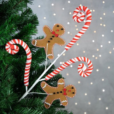  Northlight 28" Gingerbread And Candy Cane Swirls Christmas Spray