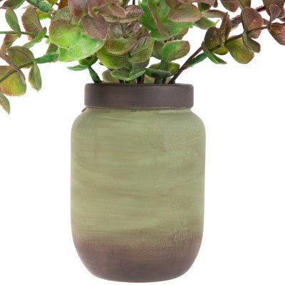  Northlight Real Touch™ Two-Toned Spring Eucalyptus Leaves Artificial Plant In Ceramic Pot 10"