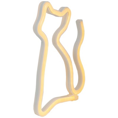 Northlight 9" White Cat LED Neon Style Sign