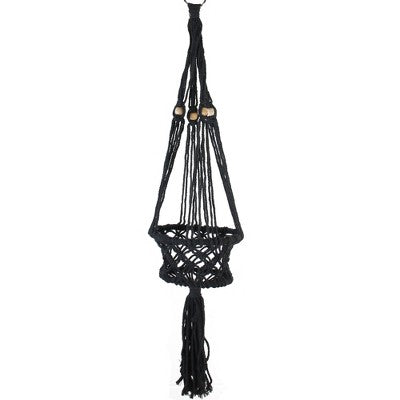  Northlight 43" Lattice Pattern Macrame Indoor Planter Hanger - Black
