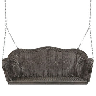  Northlight Hand Woven Resin Wicker Porch Swing With Chain - Chocolate Brown