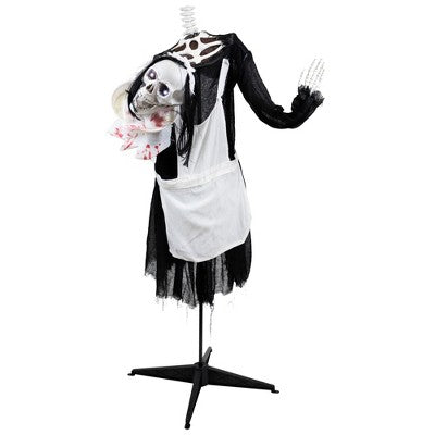  Northlight LED Lighted And Animated Skeleton Maid Head-in-Hand Halloween Figure - 57"