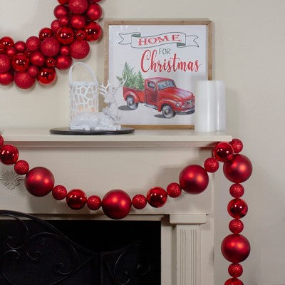  Northlight 6' Red Shatterproof Ball Artificial Christmas Garland - Unlit