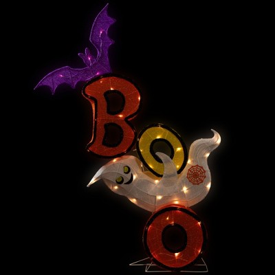  Northlight Lighted Bat And Ghost "BOO" Halloween Decoration - 4.5' - Warm White LED Lights