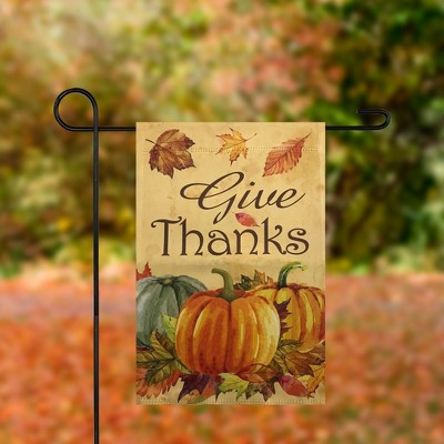  Northlight Orange Pumpkins Give Thanks Autumn Harvest Garden Flag 12.5" X 18"