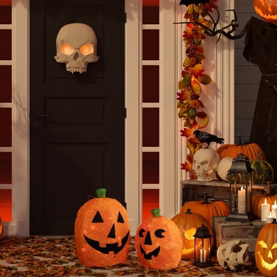  Northlight Lighted Sisal Jack O' Lanterns Outdoor Halloween Decorations - Set Of 2