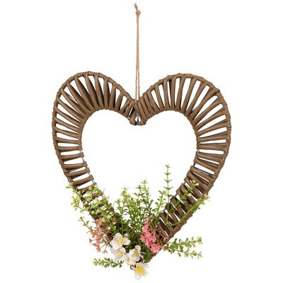  Northlight Wrapped Floral Heart Spring Decoration - 12"