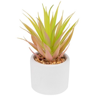 Northlight 6.5" Green Artificial Sword Grass In A White Pot