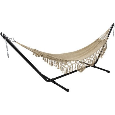 Northlight 31" X 78" Cotton Hammock With Lattice Pattern Tassels - Brown