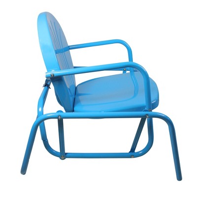  Northlight Outdoor Retro Metal Tulip Glider Patio Chair, Sky Blue