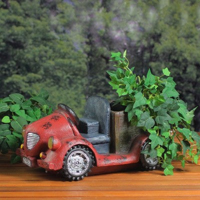  Northlight 14.5" Red Vintage Car LED Lighted Solar Powered Outdoor Garden Patio Planter
