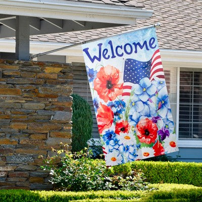  Northlight Welcome Patriotic Floral Outdoor House Flag 40" X 28"