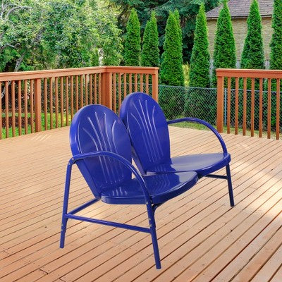  Northlight 47-Inch Outdoor Retro Tulip Loveseat, Blue