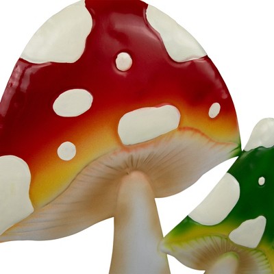  Northlight Double Mushrooms Outdoor Garden Stake - 16" - Red And Green