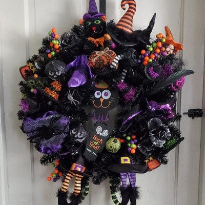  Northlight 24" Black Colorado Spruce Artificial Halloween Wreath, 24-Inch, Unlit