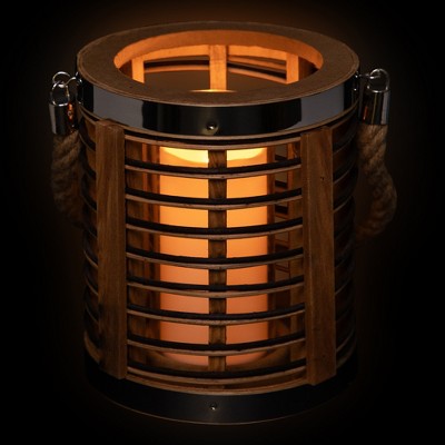  Northlight Rattan Glass Candle Lantern With Jute Handle - 7.5"