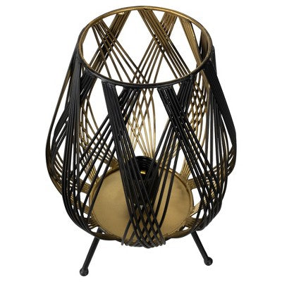  Northlight Cage-Style Iron Table Lamp - 12" - Black And Gold