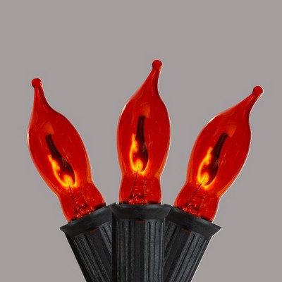  Northlight Flickering Flame C7 Christmas Lights - Orange - 9' Black Wire - 10ct