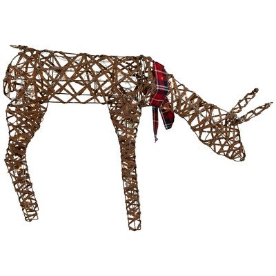  Northlight 35" LED Lighted Feeding Rattan Reindeer Outdoor Christmas Decoration