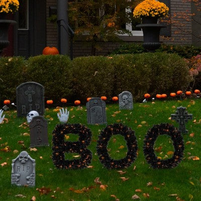  Northlight Lighted Letter "Boo" Outdoor Halloween Sign - 18" - Orange Lights