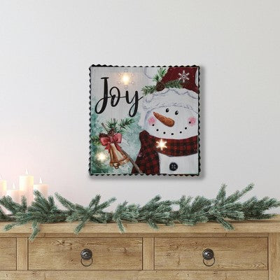  Northlight 12" LED Lighted 'Joy' Snowman Christmas Canvas Wall Art