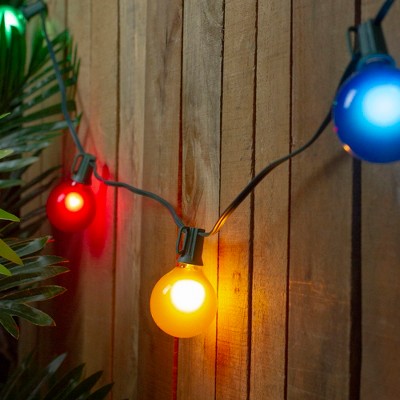  Northlight Satin Finish G50 Globe Indoor Outdoor Patio Lights - MultiColor - 13.75' Green Wire - 15ct