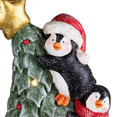  Northlight Lighted Gnome With Penguins Christmas Decoration -17" - Clear LED Lights