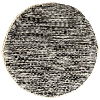  Northlight 18" Striped Cream And Black Outdoor Woven Pouf Ottoman