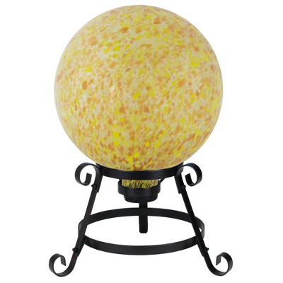  Northlight 10" Orange And Yellow Speckled Glass Outdoor Garden Gazing Ball