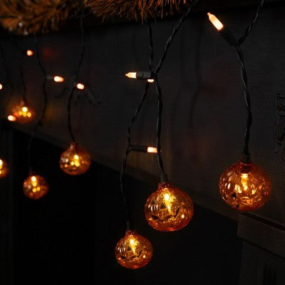  Northlight LED Lighted Pumpkin Halloween Curtain Icicle Lights - Orange - 5.25' Black Wire - 25ct