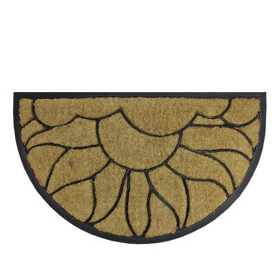  Northlight Brown And Black Sunflower Half Round Doormat 29 X 17