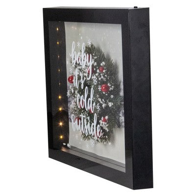 Northlight 14" Black Framed 3D "Baby It's Cold Outside" Christmas LED Decor Box