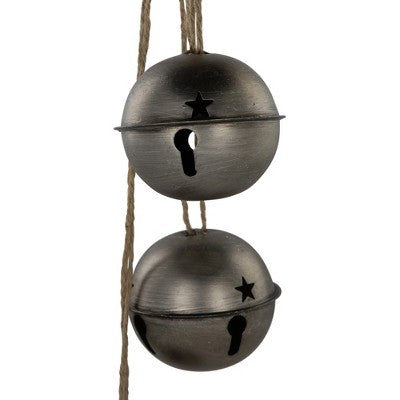 Northlight Jingle Bells With Plaid Bow Christmas Decoration - 20" - Silver