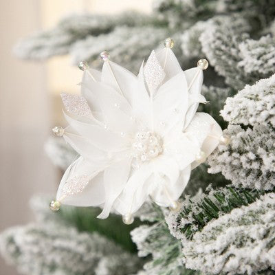  Northlight Beaded Feather Poinsettia Artificial Christmas Pick - 13.75" - White
