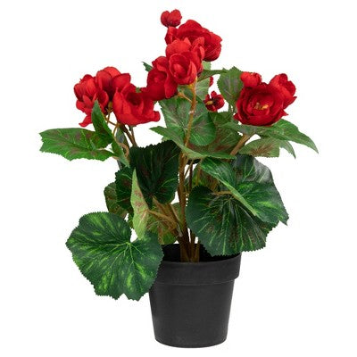  Northlight 11" Red Potted Silk Begonia Spring Artificial Floral Arrangement