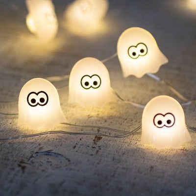  Northlight 10-Count LED Halloween Ghost Fairy Lights, 6.5 Ft Silver Wire