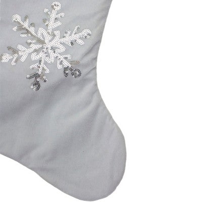  Northlight 20" White Christmas Stocking With Silver Sequin Snowflake
