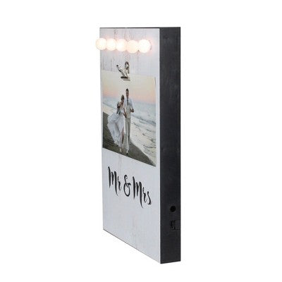  Northlight LED Lighted Mr & Mrs Picture Frame With Clip - 4" X 6"
