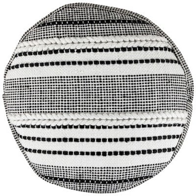  Northlight 18" White And Black Striped Outdoor Woven Pouf Ottoman