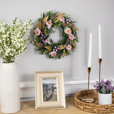  Northlight Artificial Mixed Floral And Greenery Spring Wreath - 13" - Purple