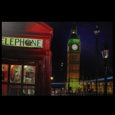  Northlight LED Lighted Famous Big Ben And Red Telephone Box London Canvas Wall Art 15.75" X 23.5"