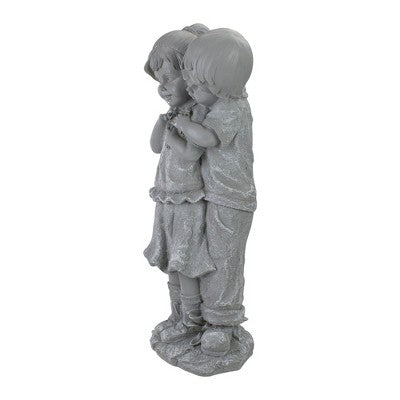  Northlight 19.5" Gray Boy Hugging Girl Outdoor Garden Statue