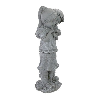  Northlight 19.5" Gray Boy Hugging Girl Outdoor Garden Statue